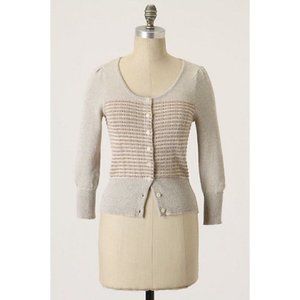 Anthropologie KNITTED & KNOTTED Diamond Dust Metallic Stripe Cardigan Sweater XL